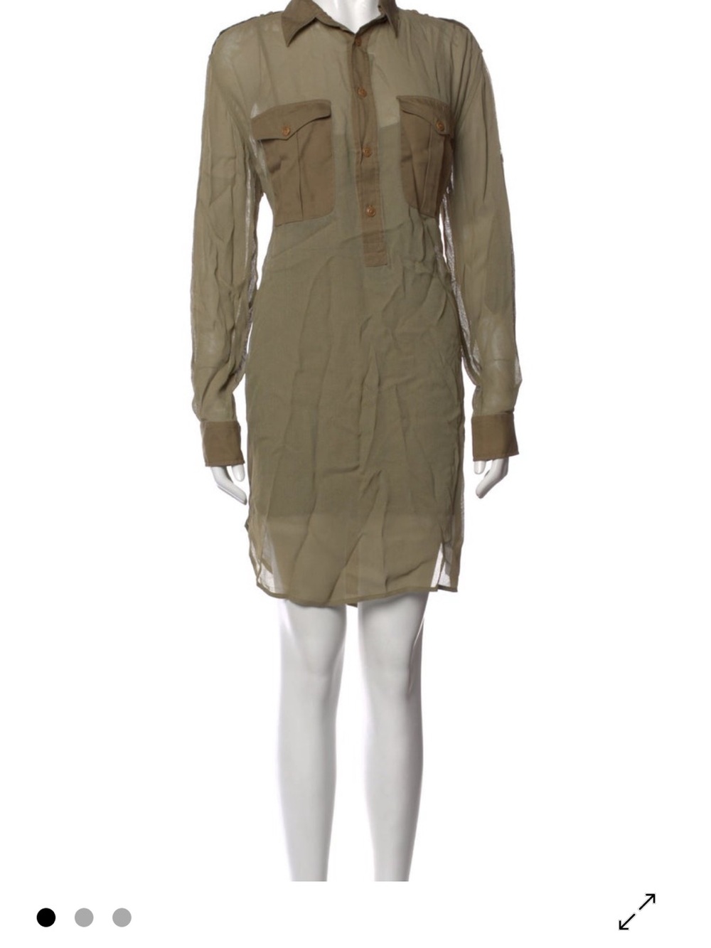 Polo by Ralph Lauren Olive Sheer Long-Sleeve Shirt Dress